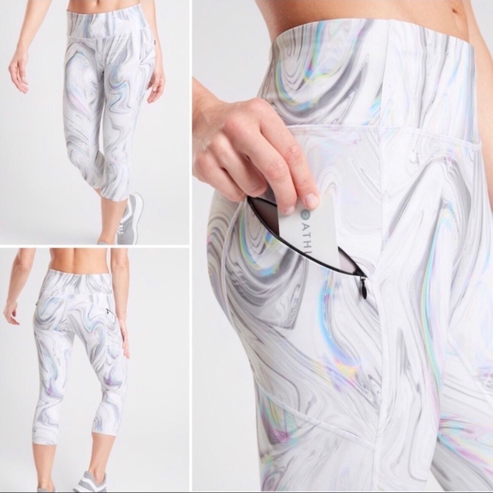 Athleta Contender Opal Capri Powerlift Leggings Size XS Pastel Pattern - Picture 3 of 12